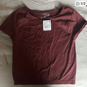 Free People plum burgundy Short Sleeve fittedTee